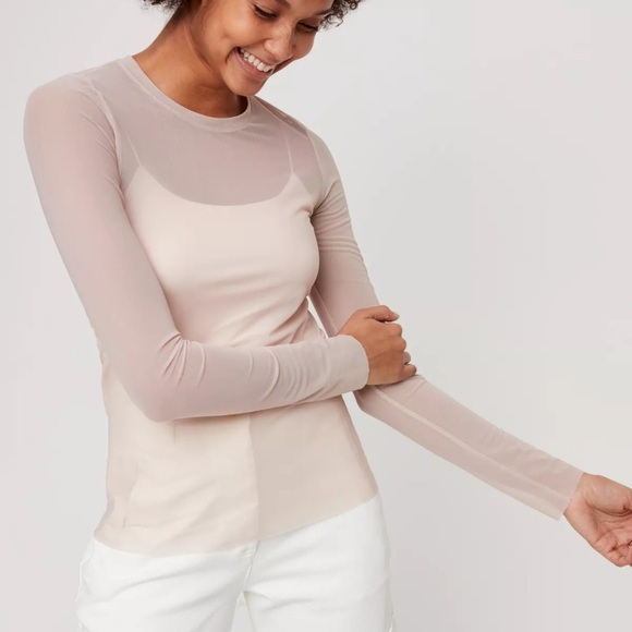 🍂fall drop🍂Wilfred Mesh Kristen top beige/ pink - Picture 5 of 8